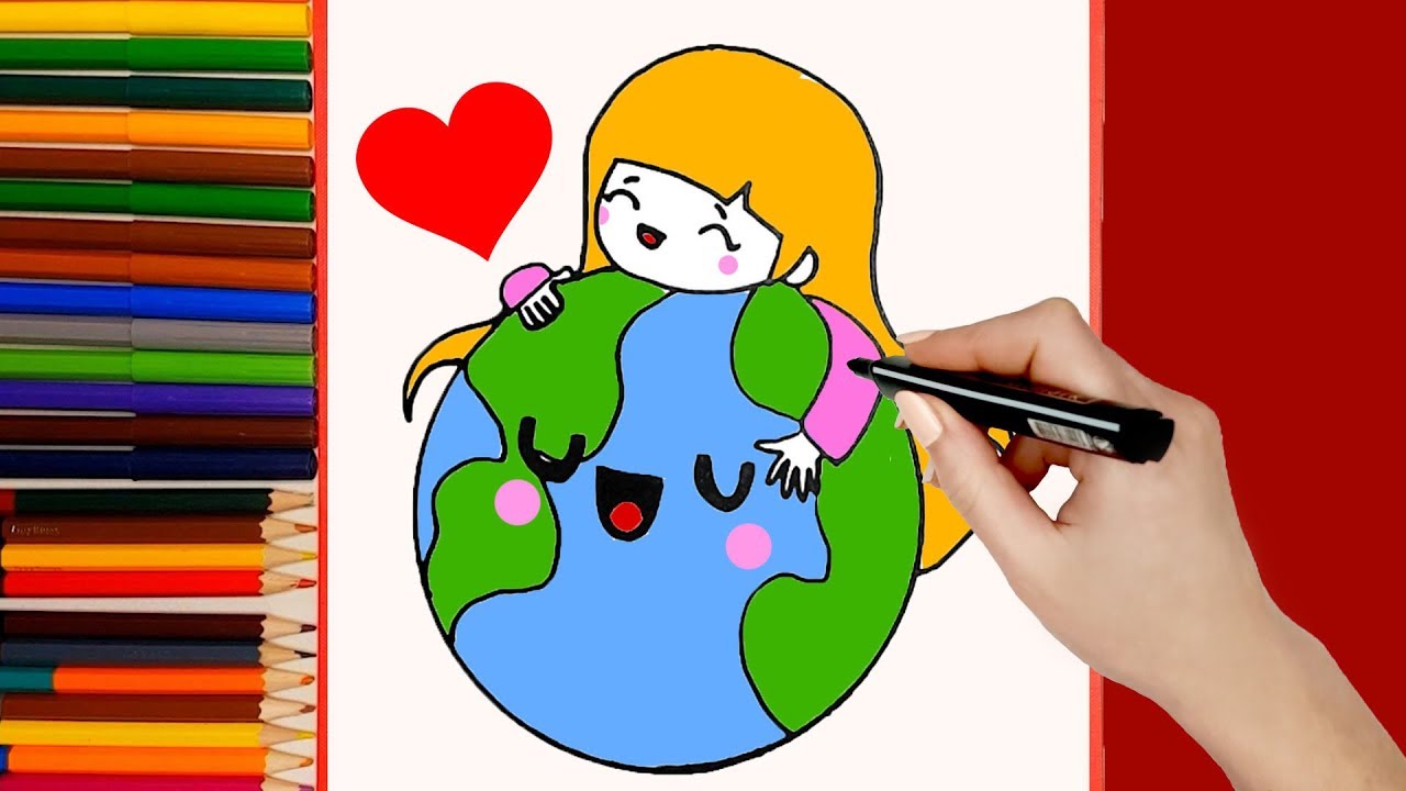 COMO DIBUJAR PLANETA TIERRA CHICA KAWAII PASO A PASO. Dibujos kawaii  faciles para niños - thptnganamst.edu.vn