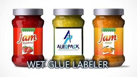 Jam Bottle Labeling Machine. Long Label Wet Glue Labeler .