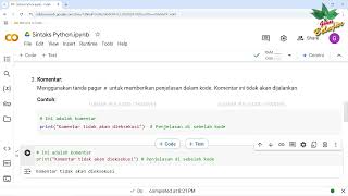 Sintaks/Aturan Penulisan Kode (Coding) Bahasa Python | Google Colab | Perangkat Analitika Data