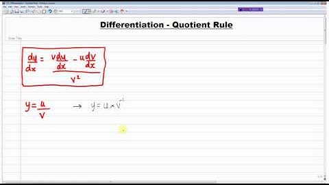 C3 - Differentiation - Quotient Rule - Quick Explanation
