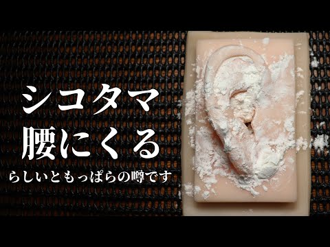 ASMR パウダーをしこたま使った耳のマッサージ Powder Ear Massage (No Talking)