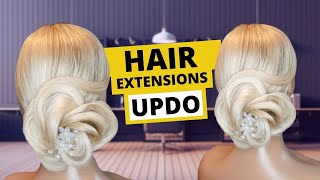 Flower Hair Extensions Updo | Blonde Updo Hairstyle | Hairstyle for Wedding, Bride, Special Occasion