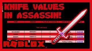 Assassin Value List Link In Desc Roblox - roblox knife values