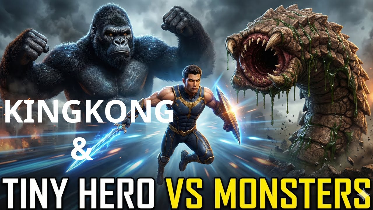 Red Flower Valley: Giant Burrowing Beast Attack | Tiny Hero Inside Monster & Kingkong