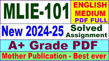 MLIE 101 solved assignment 2024-25 in English || mlie 101 solved assignment 2025 || mlie101 2024-25