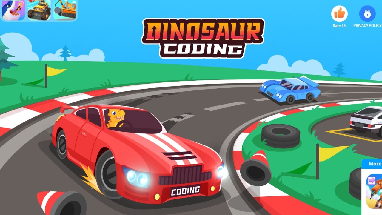 Dinosaur coding  3🚘. Fun coding for kids🚗.  Block coding game for beginners 🚔
