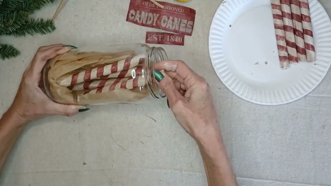 Super Cute  DIY Peppermint Candy Cane Vintage Decor Primitive 