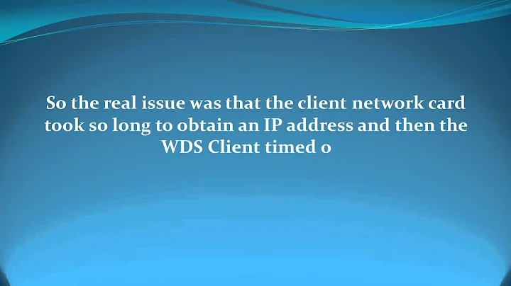 WDSclient an Error Occurred DHCP