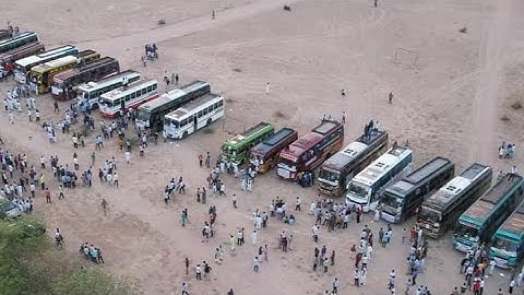 बाड़मेर : अनुसूचित जाति-जनजाति महापंचायत जयपुर के लिए बाड़मेर की सड़को पर नजर आया बसों का रैला
