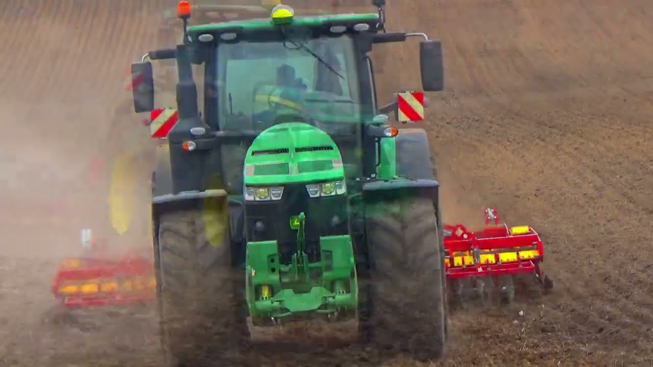 John Deere 8400R vs Vaderstad Carrier XL525 & Väderstad Spirit 400S Engine Sound