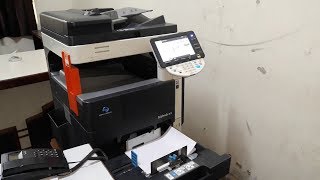 Konika minolta bizhub 363423 printer Driver install || Toner Change || Tray Settings.