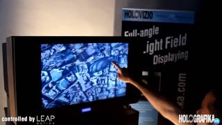 MyVR demonstration on HoloVizio 80WLT Full-angle Light Field display controlled by Leap Motion