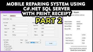 Mobile Repair management using C#.net Part 2