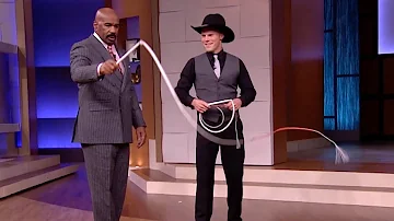 Steve Harvey Learns How to Use a Whip