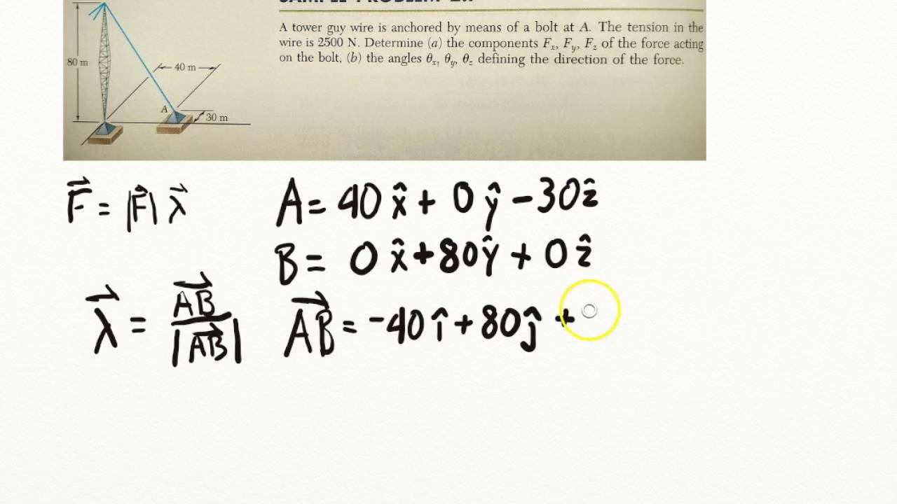 A Tower Guy Wire Is Anchored A Bolt At A Determine Ponents Of The Force And Angles 