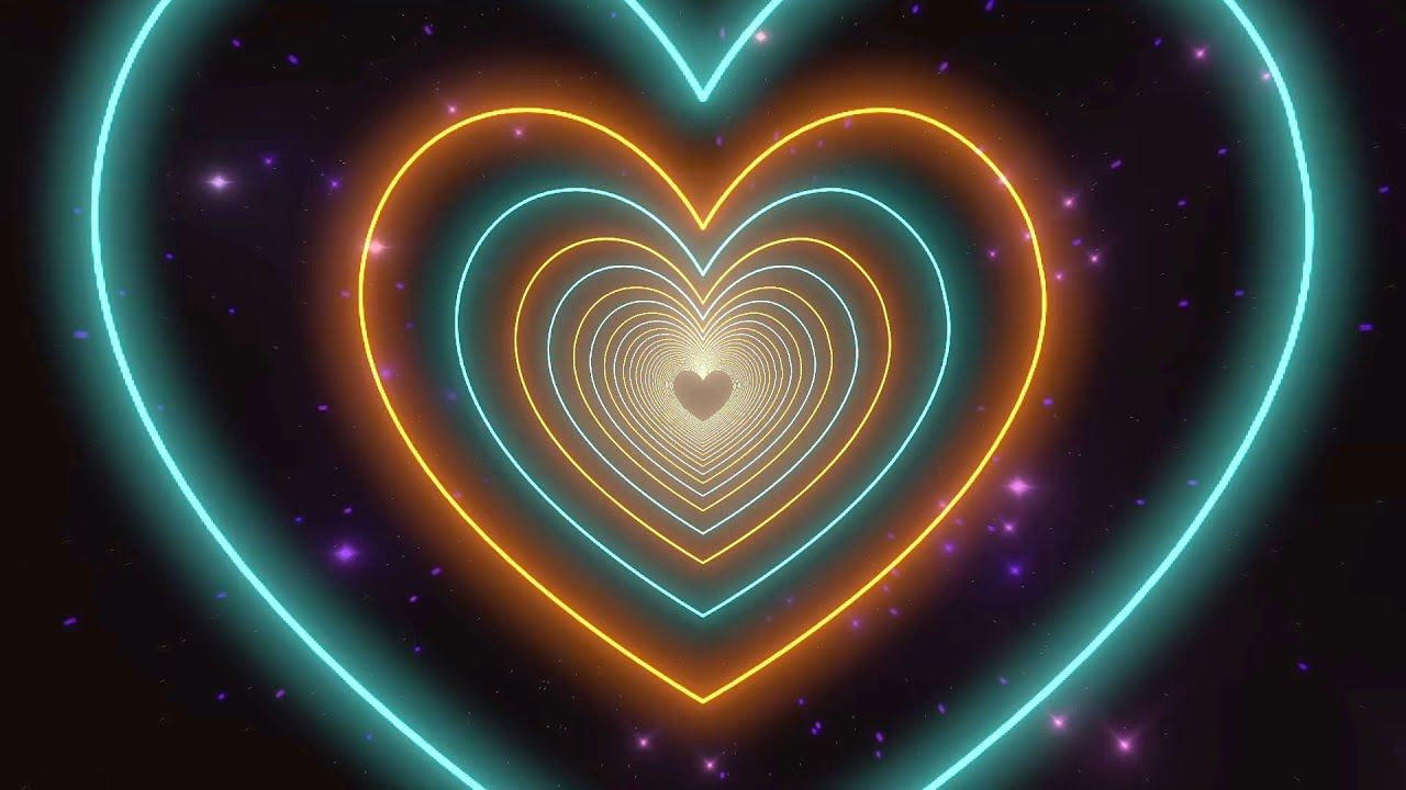 Neon Heart Tunnel Background🤎💙Heart Background │ LED Lights Heart ...
