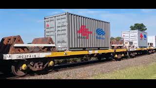 Close look at a pair of Aussie freight trains at Hastings. EMD GT26s.