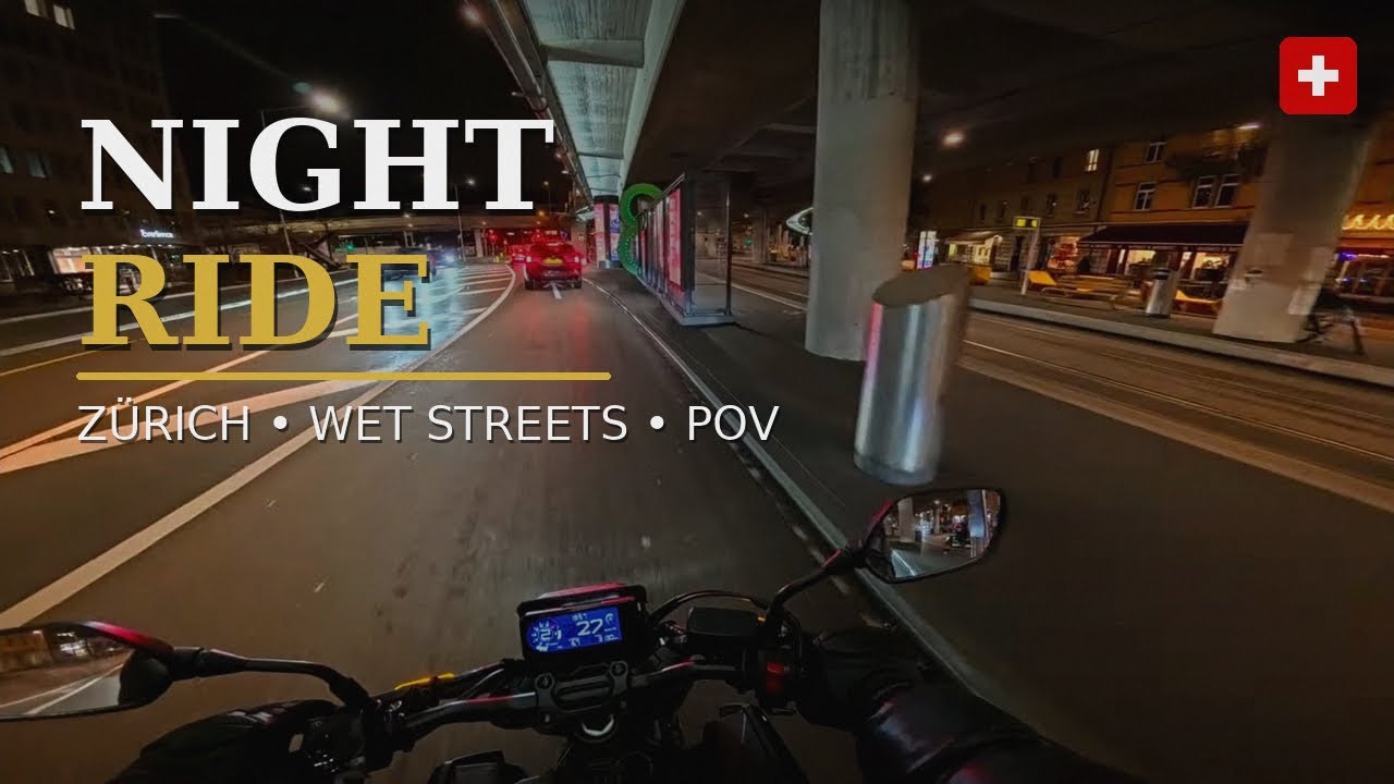 Zurich Night Ride POV 🌧️ Wet Streets + City Lights (RAW SOUND)