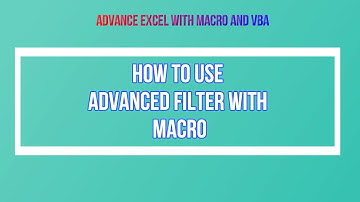 MS Excel - Advanced Filter With Macro