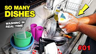 ASMR Washing Dishes 01 | No Talking Deep Cleaning Kitchen Stress Relief Satisfying Video 48 minutes