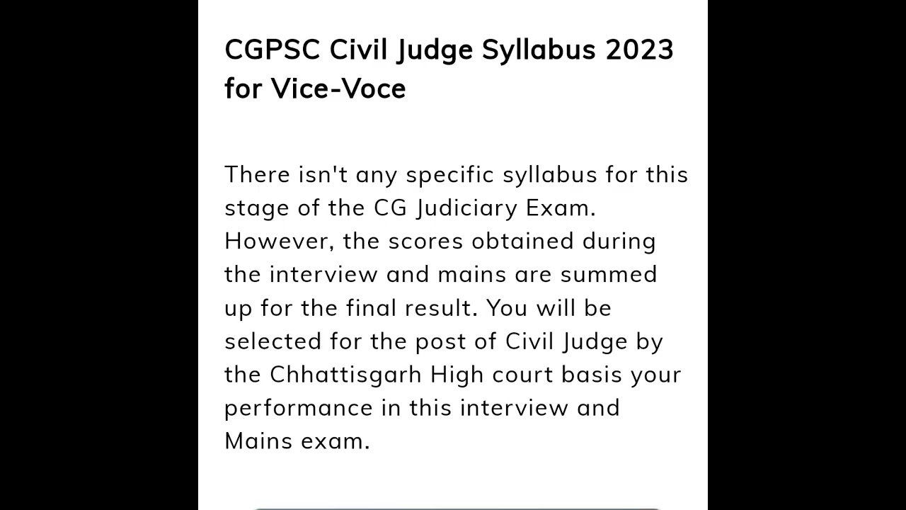 Chhattisgarh Judiciary Syllabus 2023, Prelims & Mains / CGPSC CIVIL Judge Exam 2023 