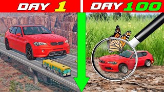 100 DAYS to get SMALLER from HUGE to TINY CAR - BeamNG.drive