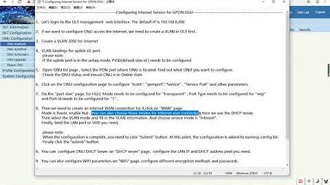 Configuring Internet Service for GPON HGU ON VSOL OLT From WEB