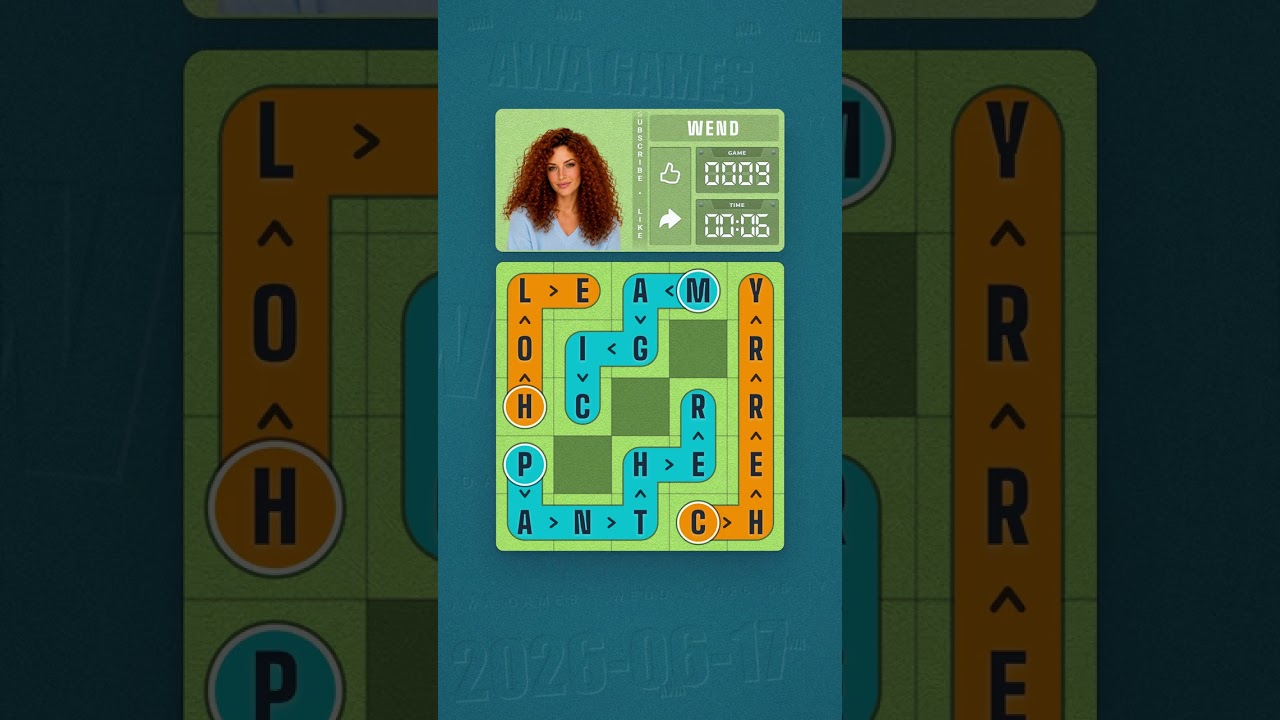 LinkedIn Wend #9 solved board for June 17, 2026, 5x5 grid