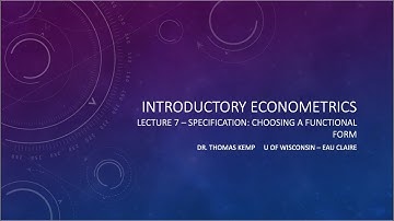 Introductory Econometrics introduction to specification and functional form