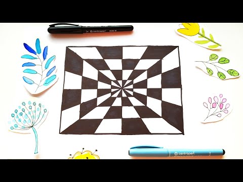 Easy Op Art Tunnel Optical Illusion Art - Drawing Ideas When Bored