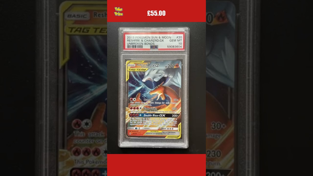 Reshiram & Charizard GX 20/214 - PSA 10 - Pokemon Card - Unbroken Bonds
