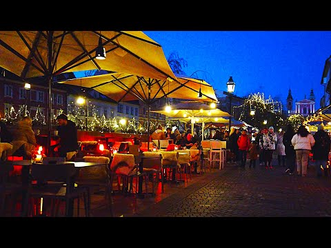 Ljubljana Old Town Christmas Lights 2024, Slovenia - 4K Virtual Walk