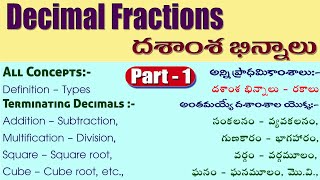 Decimal Fractions Part - 1 (దశాంశ భిన్నాలు) I All Concepts related to terminating decimals I Ramesh