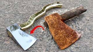 Epic Axe Transformation! Restoring an Axe with Brass Handle to Perfection (Trending Restoration)