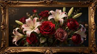 Roses in a Golden Frame | 4K Frame TV Art | Floral TV Wallpaper | Relaxing Aesthetic Screensaver screenshot 3