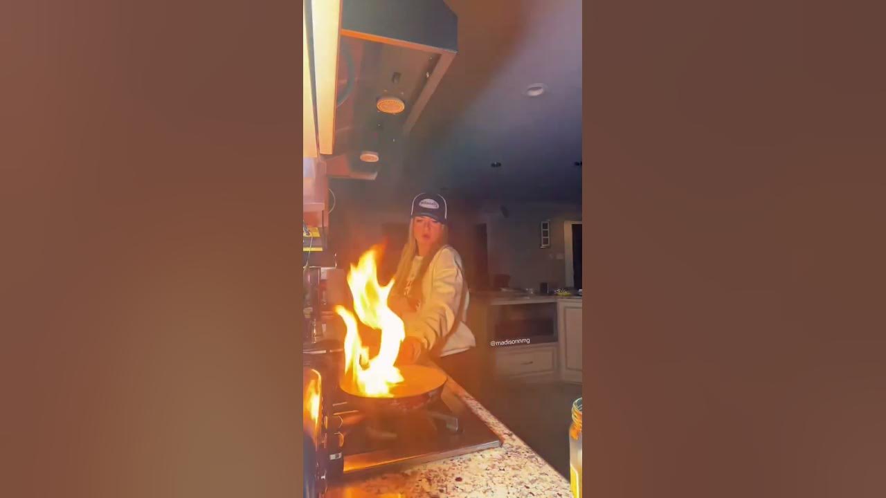 GIRL LEARNS NOT TO USE WATER ON GREASE FIRE THE HARD WAY 😭😭😭 #viral