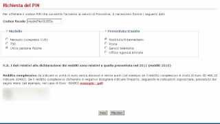 Fisconline - Richiesta Del Pin