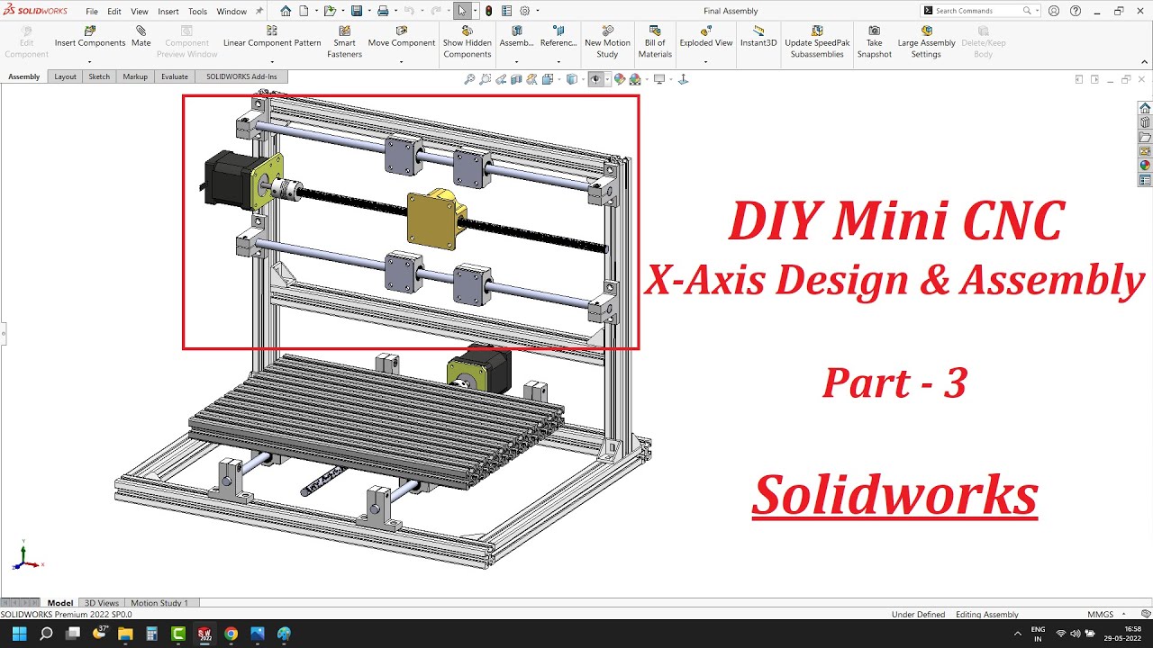 DIY Mini CNC Part 3 : X- Axis Design and Assembly - Solidworks