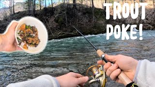 Catching a Wild Trout and Making Hawaiian Poke! | Fishing in the Mountains | Catch and Cook