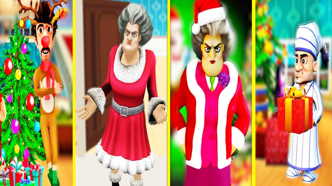 Scary Robber Vs Scary Stranger 3D Vs Scary Teacher Vs Prankster 3D   Christmas Pranks levels