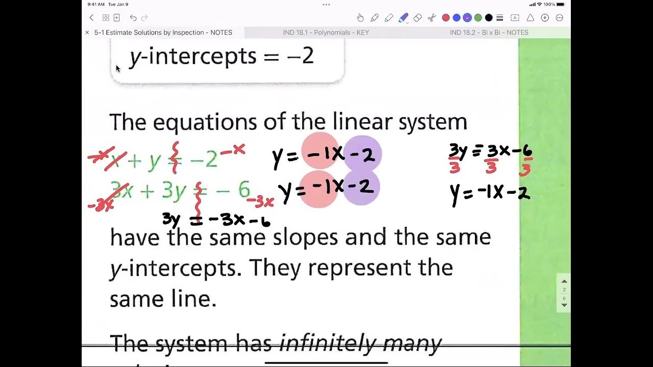5-1 - Estimate Solutions of System of Equations by Inspection