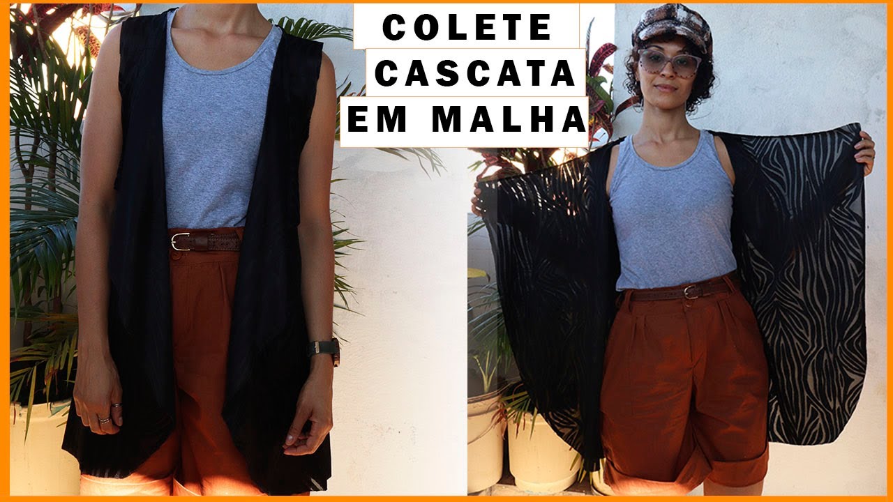 Colete Longo de Malha Efeito Cascata | Dayse Costa