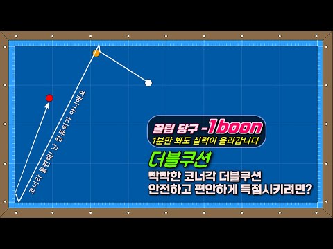 [꿀팁 당구 - 1분] #32 <strong>더블쿠션</strong>. 완전 코너를 돌아야 나온다구? 어디 불편해서 치겠어? 내가 선수도 아니구...