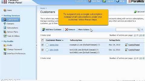 How to active or suspend a Customer or Subscription in Plesk Reseller - Canadian Web Hosting