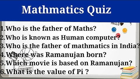 Quiz On Maths| National Mathmatics Day | Mathmatics day quiz in English | Ramanujan day quiz |