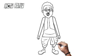 How To Draw Ghasitaram From Motu Patlu | Ghasitaram Drawing Step By Step Tutorial | Ghasitaram art