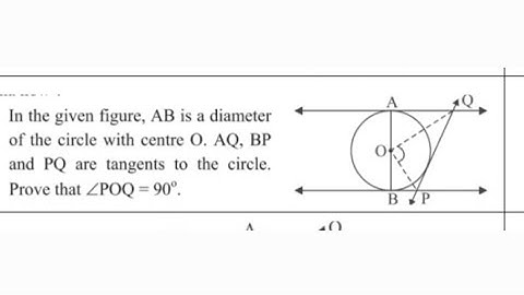 AB is a diameter of the circle with centre O. AQ, BP and PQ are tangents to the circle.∠POQ = 90°.