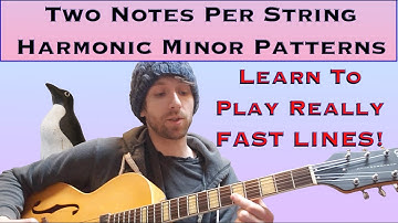 Two Notes Per String Harmonic Minor Patterns on Guitar