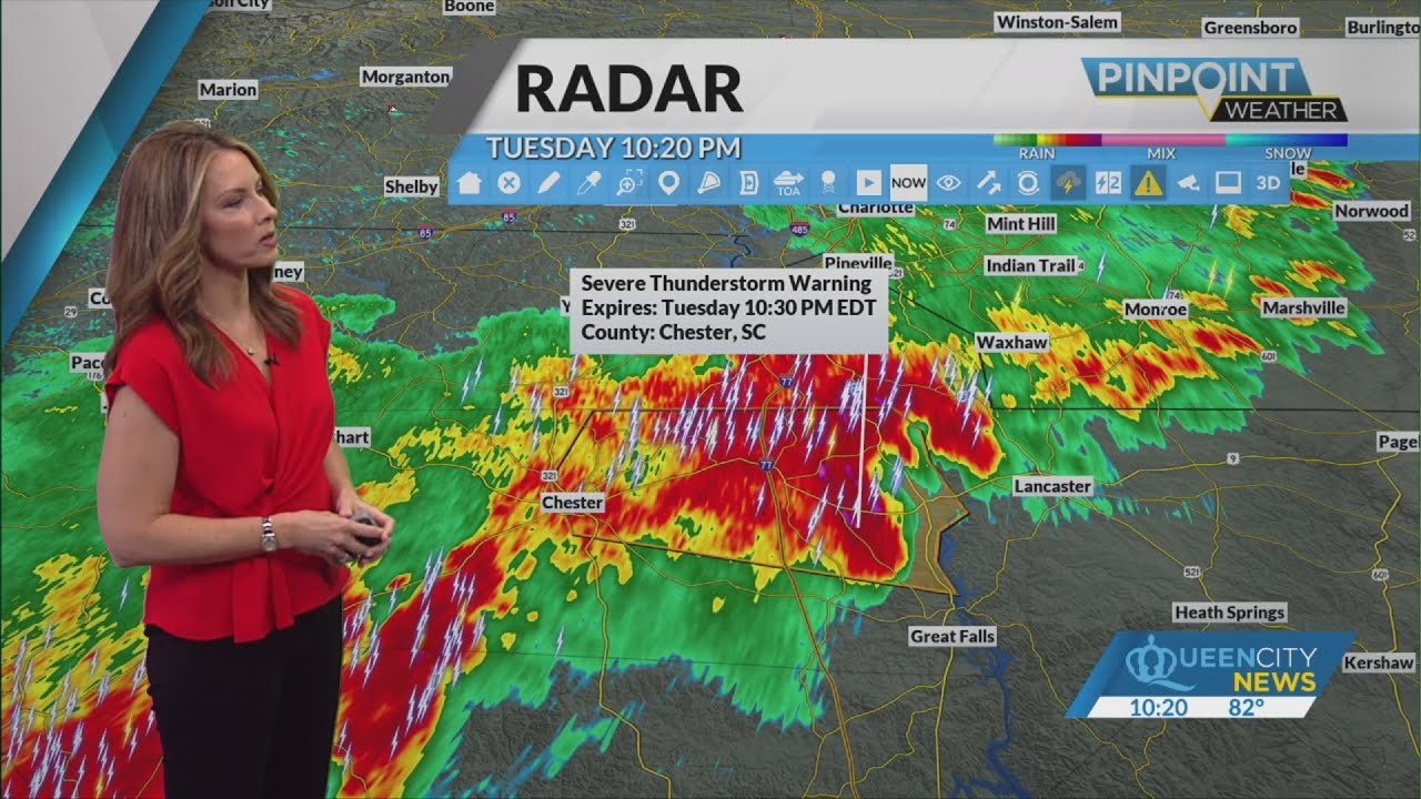 Severe T-storm warnings issued as heavy storms roll through - YouTube