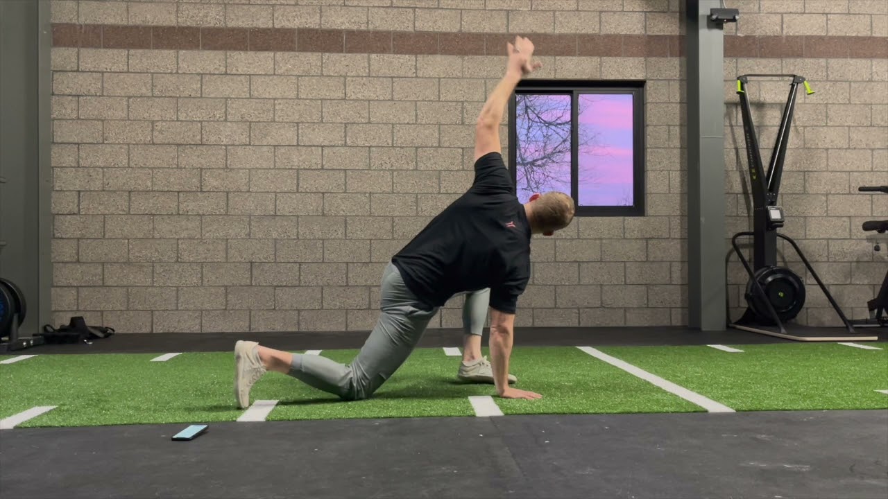 Spiderman w: t spine rotation to lateral lunge - YouTube